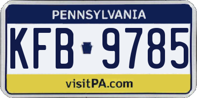 PA license plate KFB9785