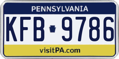 PA license plate KFB9786