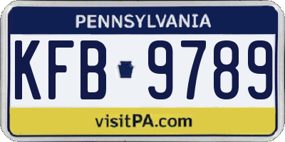 PA license plate KFB9789