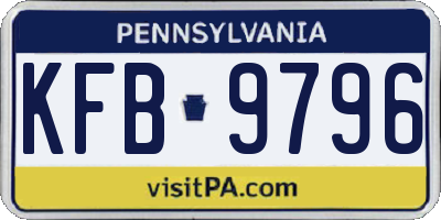 PA license plate KFB9796