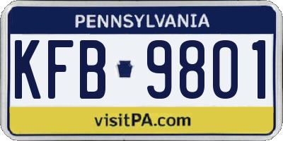 PA license plate KFB9801