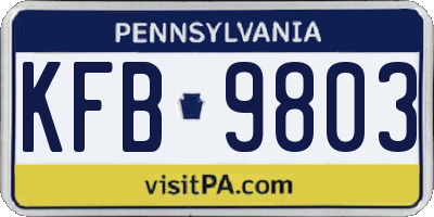 PA license plate KFB9803