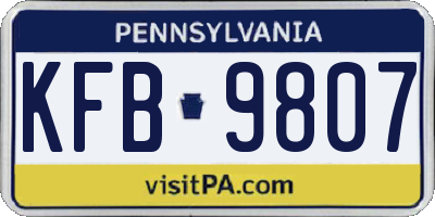 PA license plate KFB9807