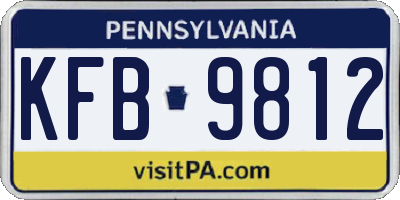 PA license plate KFB9812