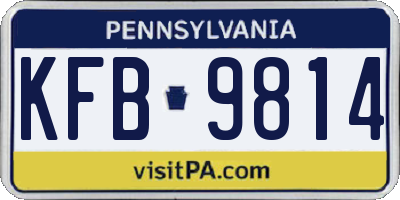 PA license plate KFB9814