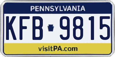 PA license plate KFB9815