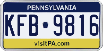 PA license plate KFB9816