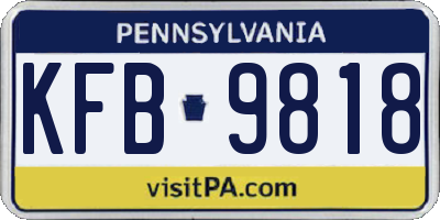 PA license plate KFB9818