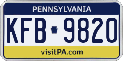 PA license plate KFB9820