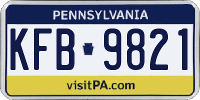 PA license plate KFB9821