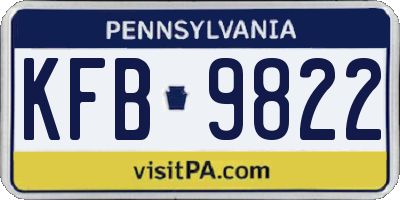 PA license plate KFB9822