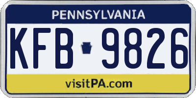 PA license plate KFB9826