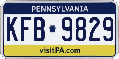 PA license plate KFB9829