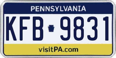 PA license plate KFB9831