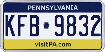 PA license plate KFB9832