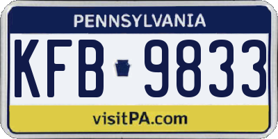 PA license plate KFB9833