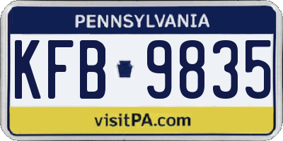PA license plate KFB9835
