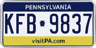 PA license plate KFB9837