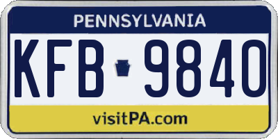 PA license plate KFB9840