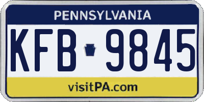 PA license plate KFB9845