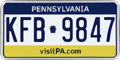 PA license plate KFB9847
