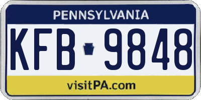PA license plate KFB9848