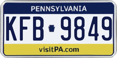 PA license plate KFB9849