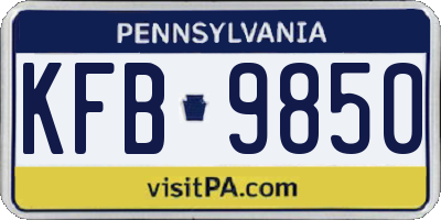 PA license plate KFB9850