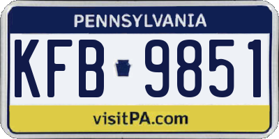 PA license plate KFB9851
