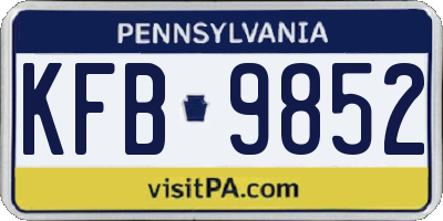 PA license plate KFB9852