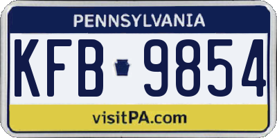 PA license plate KFB9854