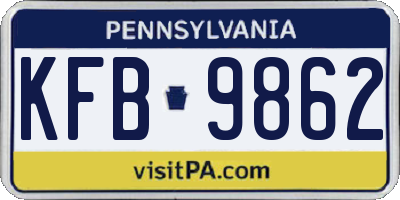 PA license plate KFB9862