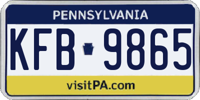 PA license plate KFB9865