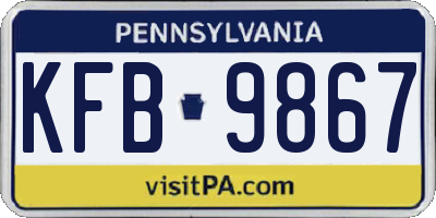 PA license plate KFB9867