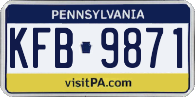 PA license plate KFB9871