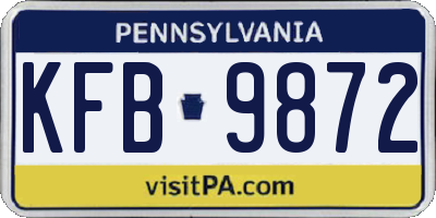 PA license plate KFB9872