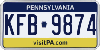 PA license plate KFB9874