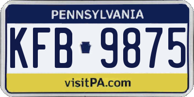 PA license plate KFB9875
