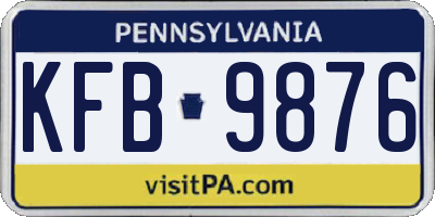 PA license plate KFB9876