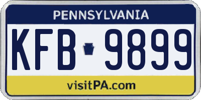 PA license plate KFB9899