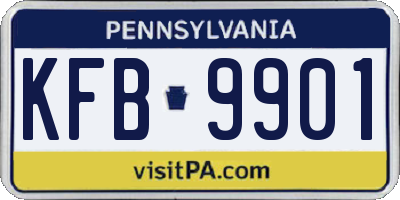 PA license plate KFB9901