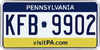 PA license plate KFB9902