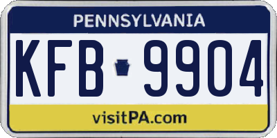 PA license plate KFB9904
