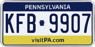 PA license plate KFB9907