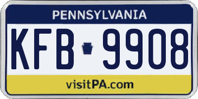 PA license plate KFB9908