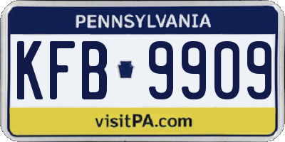 PA license plate KFB9909