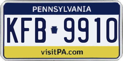 PA license plate KFB9910