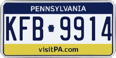 PA license plate KFB9914