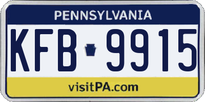 PA license plate KFB9915
