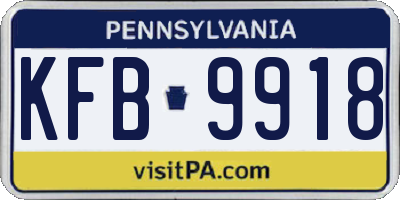 PA license plate KFB9918